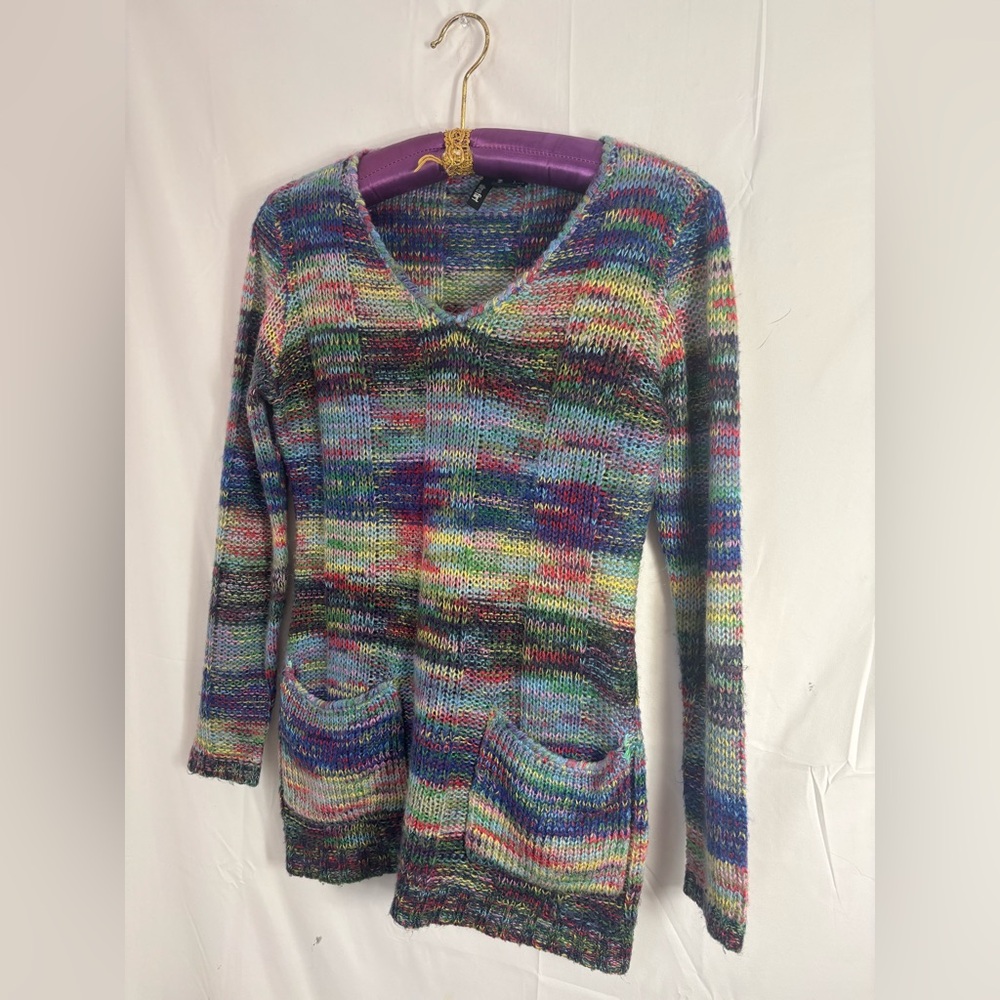 Y2K Rainbow Knit Long Sleeve girly Cozy Sweater Size L - Picture 11 of 16